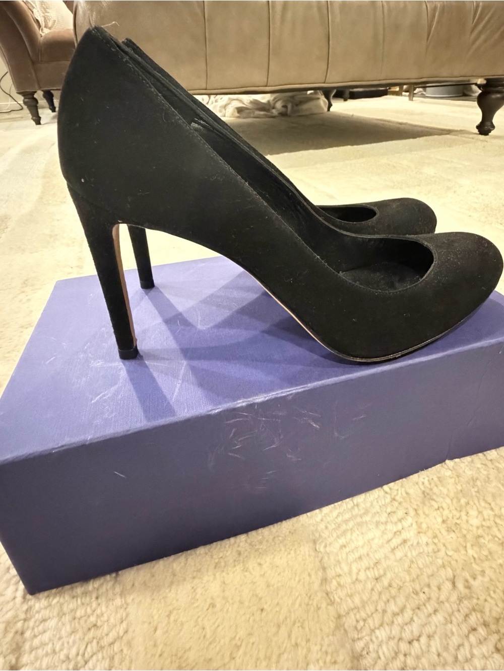 Classic Black Suede High Heel Pumps